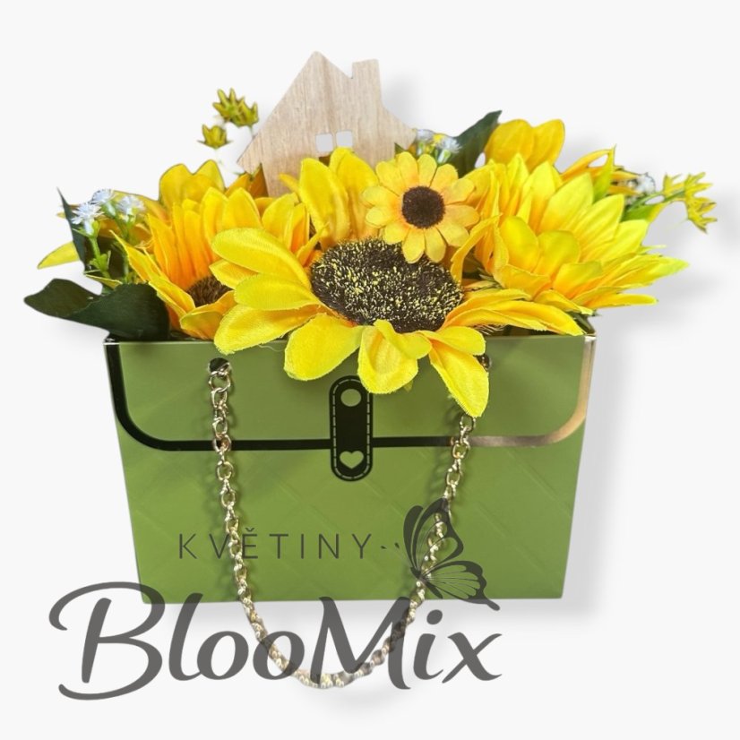 Slunečnicová kabelka „Hřejivý domov“ – Umělá aranž