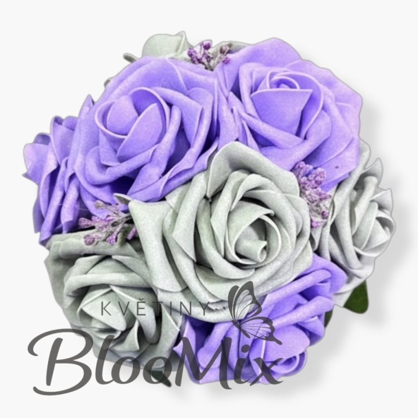 Květinové aranžmá Lavender Mist: Fialové a stříbrné růže