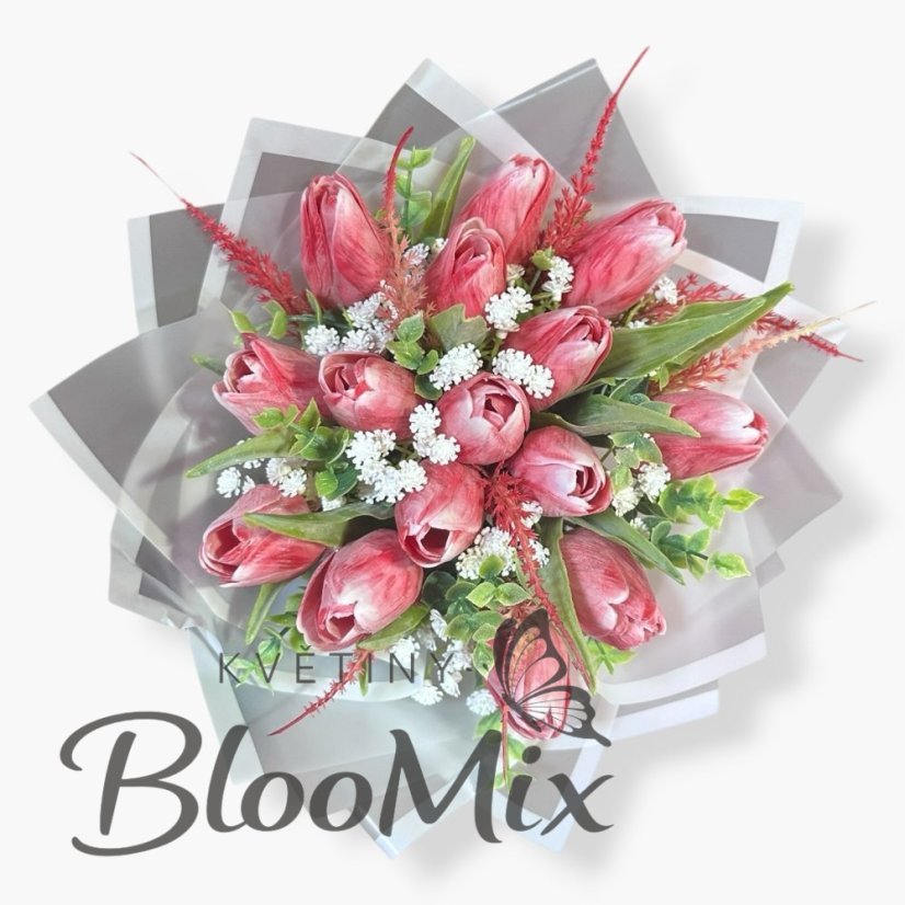 Kytice umělých tulipánů „Red Passion“ – Klasická červená