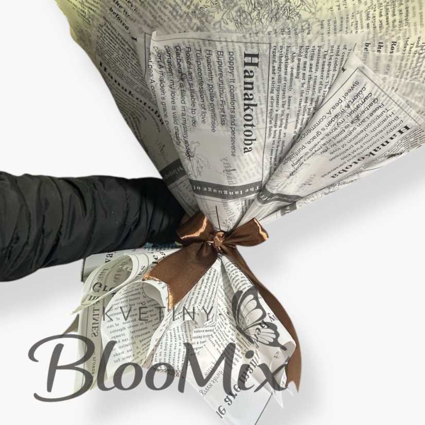 Ručně vyráběná kytice slunečnic ze stuhy – 7 ks