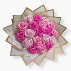 Kulatá kytice z pěnových růží mix růžová s třpytkami