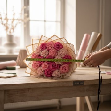 Jak měříme naše kytice – délka a šířka v centimetrech