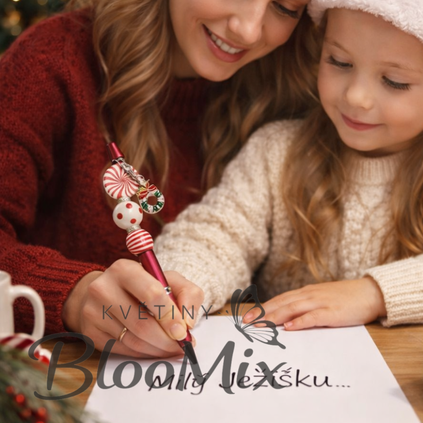 Vánoční propiska stříbrná– americký styl🎄různé varianty - Různé varianty: 4
