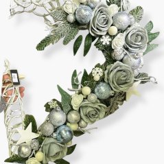 Věnec srdce – ledově modrá dekorace