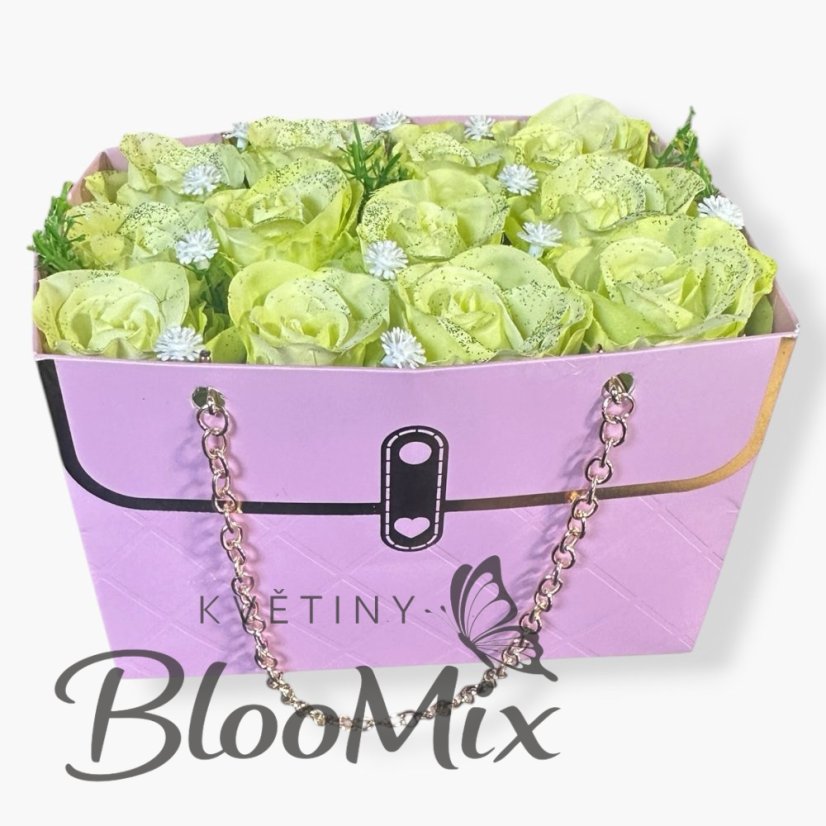 Třpytivá květinová kabelka „Violet Shine“ – Decentní růže