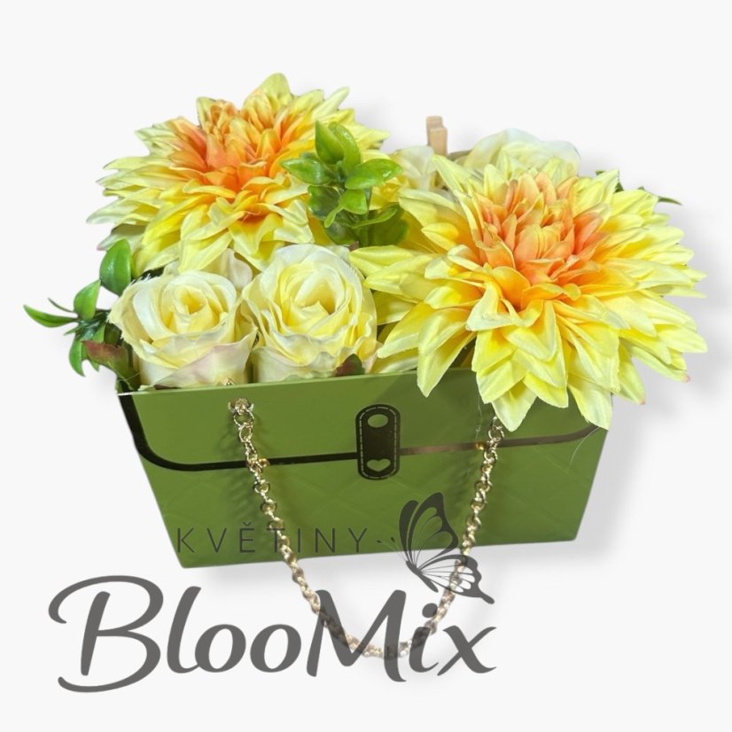 Květinová kabelka „Sladký domov“ – Jiřiny a růže