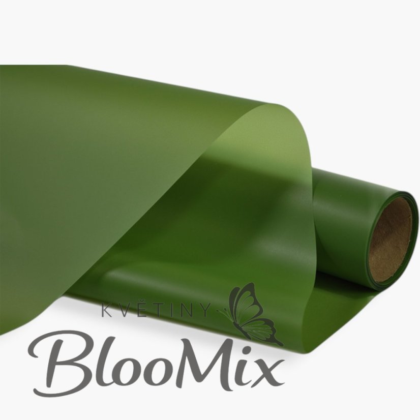 Floristická mr. fólie v roli – Tmavě olivová – 50 cm × 9 yardů