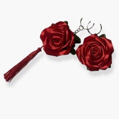 Klíčenka – saténová růže - červená