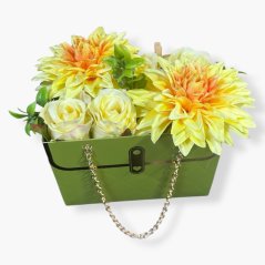 Květinová kabelka „Sladký domov“ – Jiřiny a růže