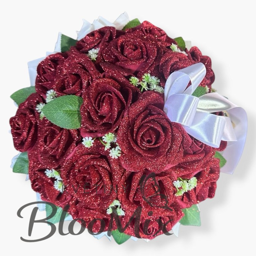 Flower Box „Red Diamond“ – 19 třpytivých růží v červeném boxu