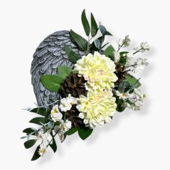 Andělské křídlo s jiřinkami a šiškami