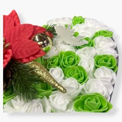 Vánoční srdce s hvězdou - zelená, bílá a červená