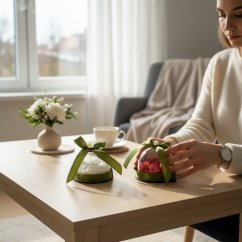 Dekorativní kopule s pěnovými růžemi „Velvet Touch“