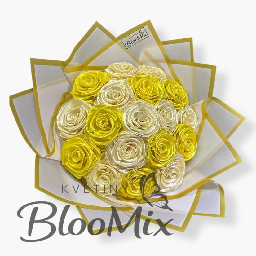Kytice Sluneční záře: Mix žlutých a vanilkových růží