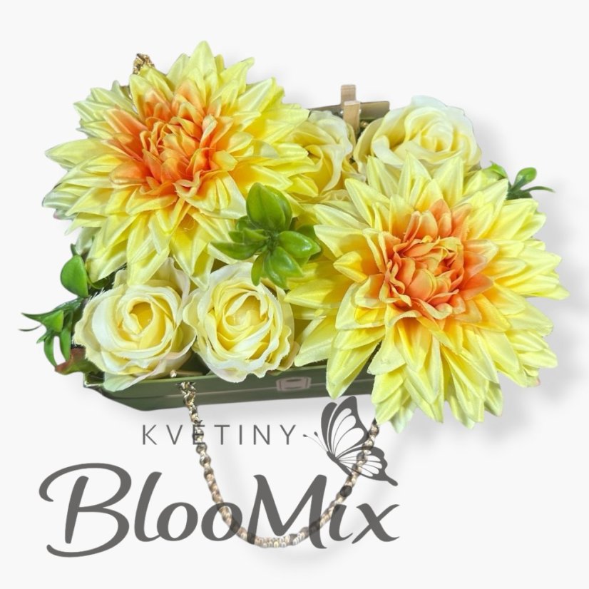 Květinová kabelka „Sladký domov“ – Jiřiny a růže