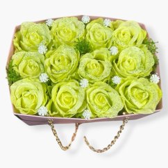 Třpytivá květinová kabelka „Violet Shine“ – Decentní růže