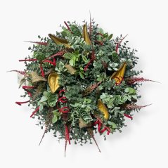 Umělý věnec s eukalyptem a sušinou – podzimní dekorace