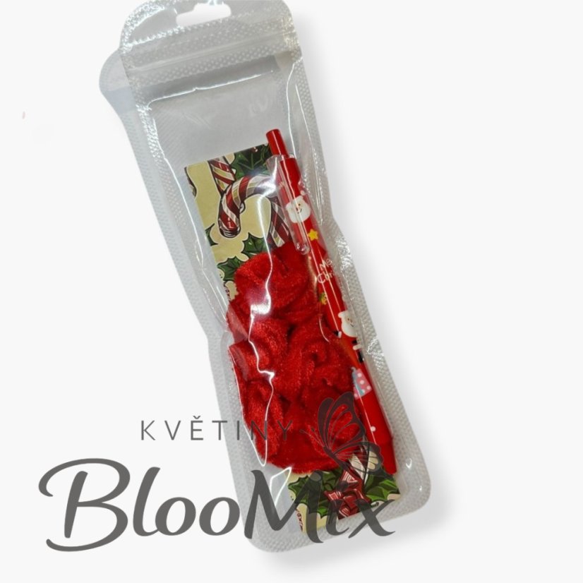 Elegantní propiska se semišovou gumičkou - červená